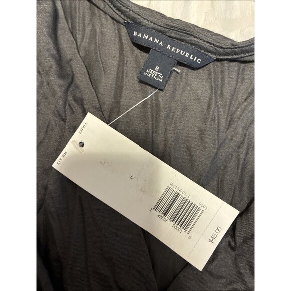 banana republic New Solid Gray Rayon Long Sleeve V Neck Top Small $45 - Picture 3 of 5